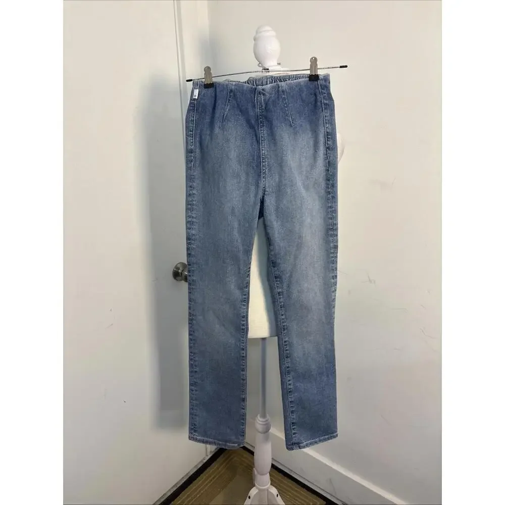 AG Women's Mari Crop Mid-Rise Pull-On  Straight Leg Jeans Japanese Fabric XS‎